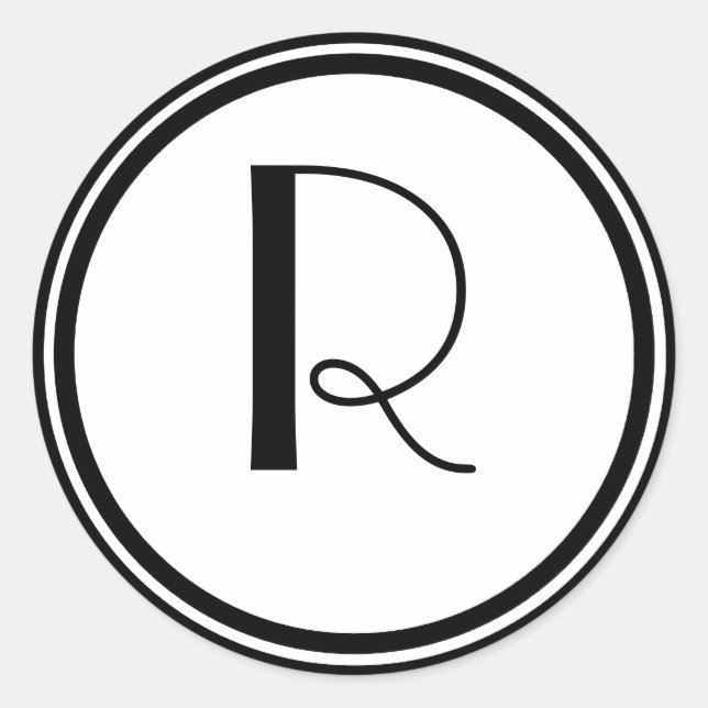 Parisian Deco Monogrammed Classic Round Sticker (Front)