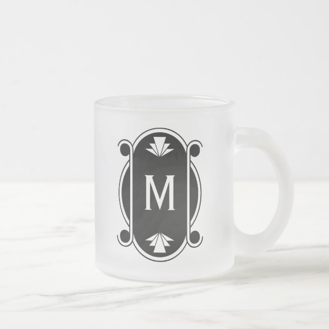 Parisian Deco Monogrammed Frosted Glass Coffee Mug (Right)