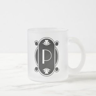 Parisian Deco  Wedding Monogrammed Frosted Glass Coffee Mug