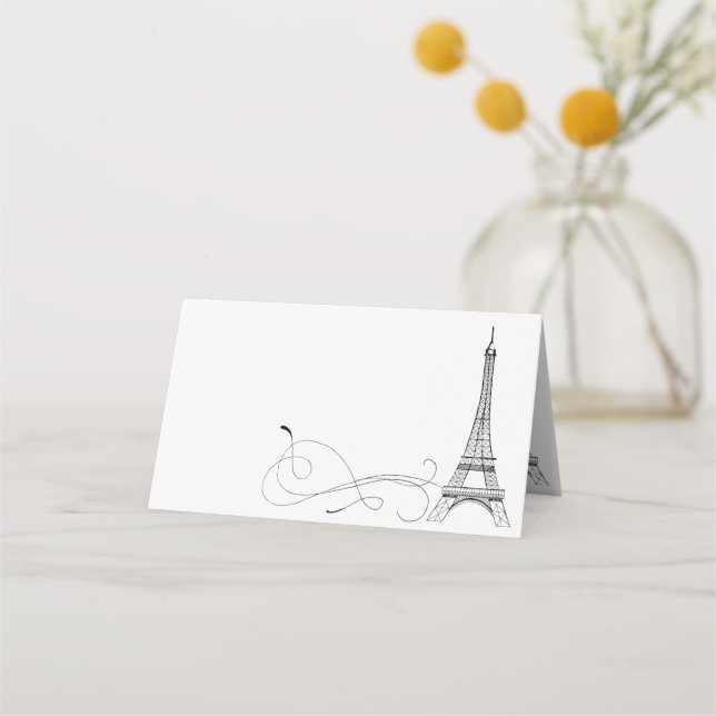 Parisian Doodles Place Card or Escort Card (Front)