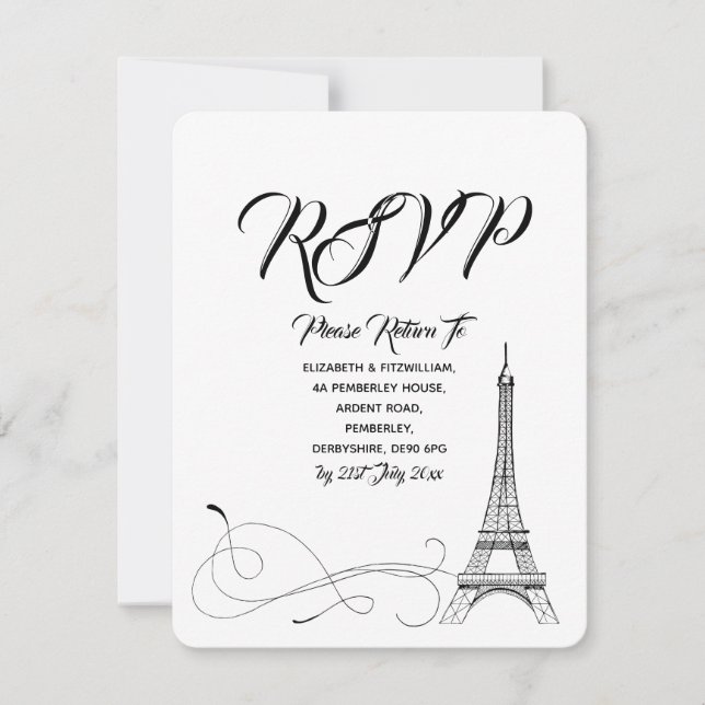 Parisian Doodles Wedding RSVP (Front)
