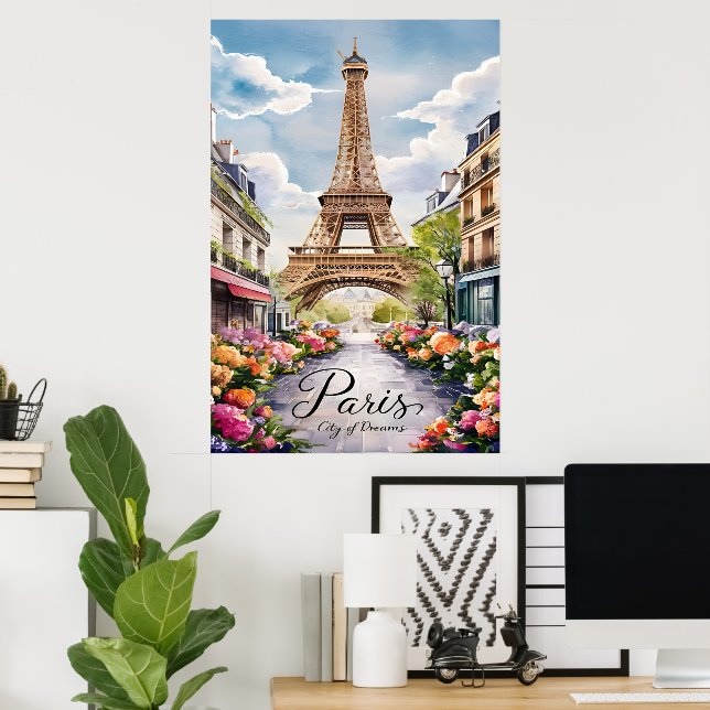 Parisian Dreamscape With Eiffel Tower Poster (Home Office)