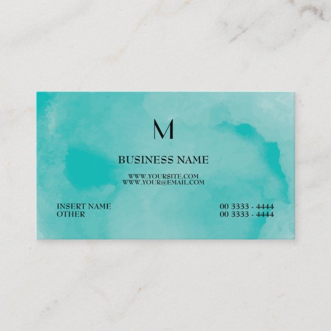 Parisian Elegant and Monogram Watercolor Business Card (Front)