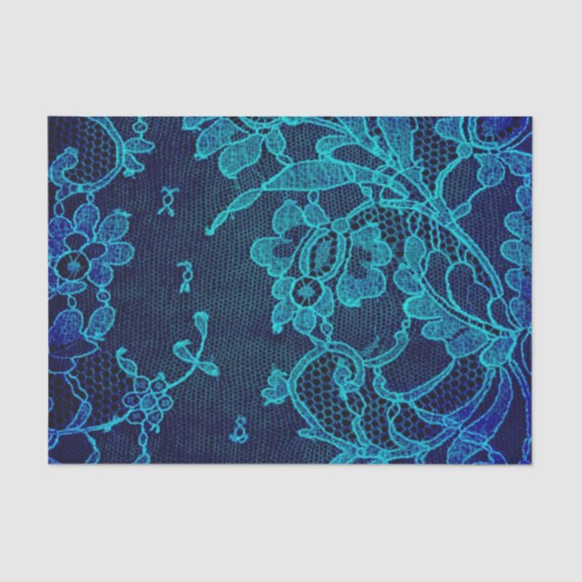 Parisian Feminine Victorian Gothic Navy Blue Lace Tissue Paper (Front)