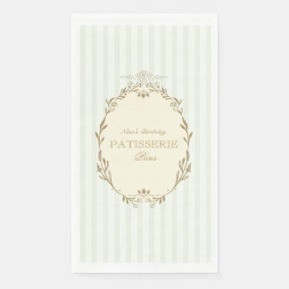 Parisian French Patisserie Vintage Party Green Napkin
