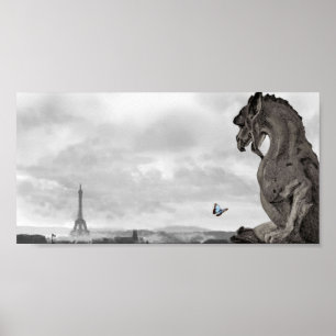 Parisian Gargoyle with blue butterfly, Poster