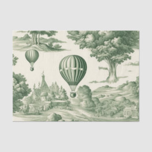 Parisian Green Toile Village Balloon Pattern Tissue Paper