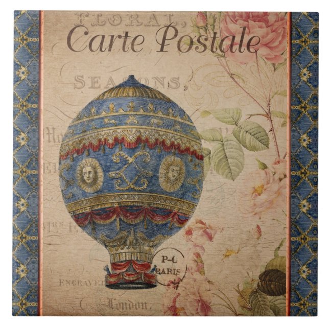 parisian hot air balloon ceramic tile (Front)