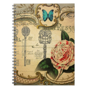 Parisian keys Vintage Camellia French Botanical Notebook