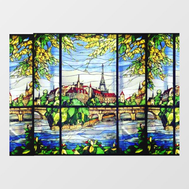 PARISIAN LANDSCAPE STAINED GLASS WINDOW CLING (Sheet)