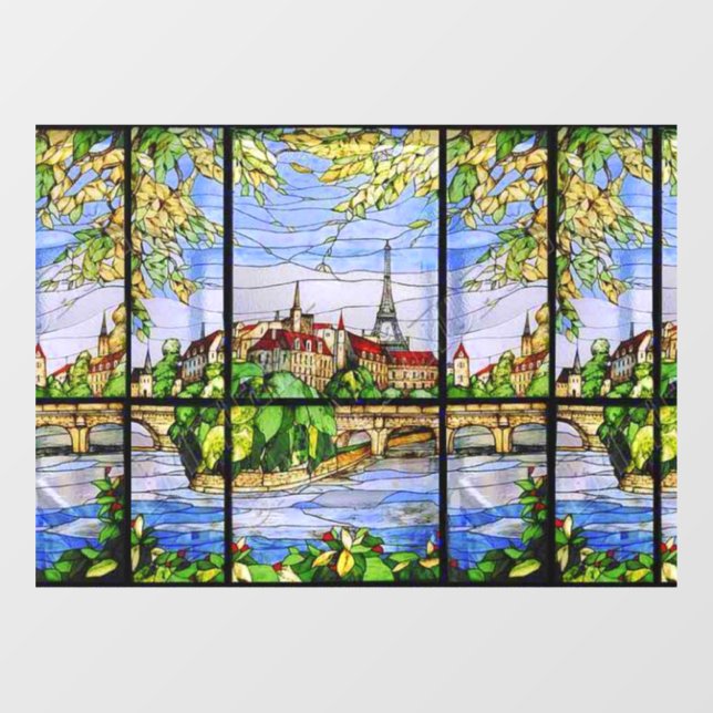PARISIAN LANDSCAPE STAINED GLASS WINDOW CLING (Sheet)