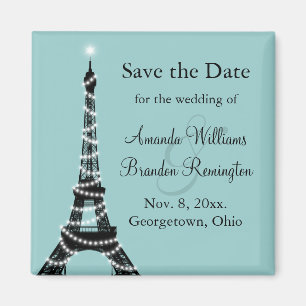 Parisian Lights Save the Date (turquoise) Magnet