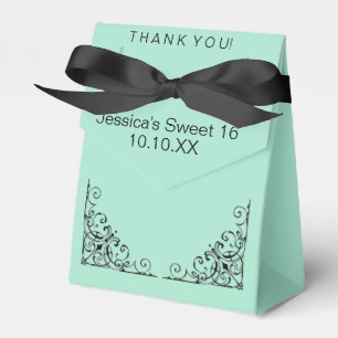Parisian Mint Green Black Sweet Sixteen Date Favour Box