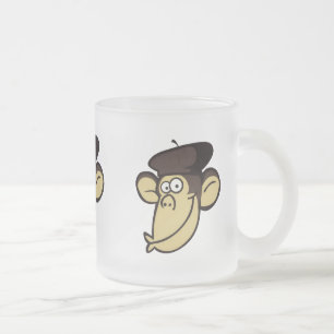 Parisian Monkey Frosted Glass Coffee Mug