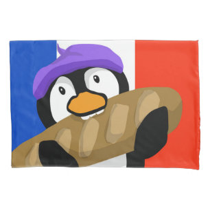Parisian Penguin with Baguette Pillowcase
