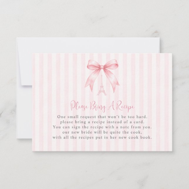 Parisian Pink Bow Bring a Recipe Enclosure Card (Front)