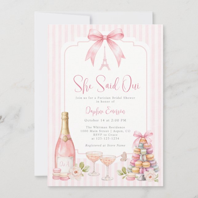 Parisian Pink Bridal Shower Invitation (Front)