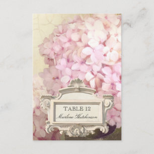 Parisian Pink Hydrangeas Table Number Place Card