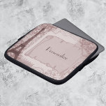 Parisian Pink Laptop Sleeve<br><div class="desc">Protect your laptop while you're on the go with this alluring sleeve design featuring a Parisian theme adorned with postage and scrolls and finished off with the Eiffel Tower in pink. Customizable text allows you to alter fonts, change text colors and sizes as you wish. Personalize for yourself or makes...</div>