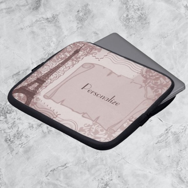 Parisian Pink Laptop Sleeve (Pink Parisian Personalized Laptop Sleeve)