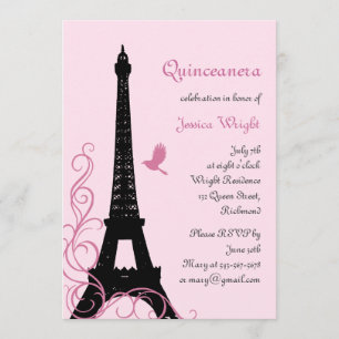 Parisian Quinceanera Invitation (pink)