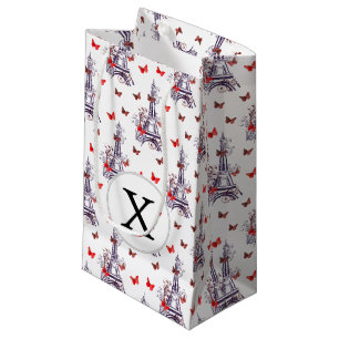Parisian Romantic Purple Eiffel Tower Butterflies Small Gift Bag