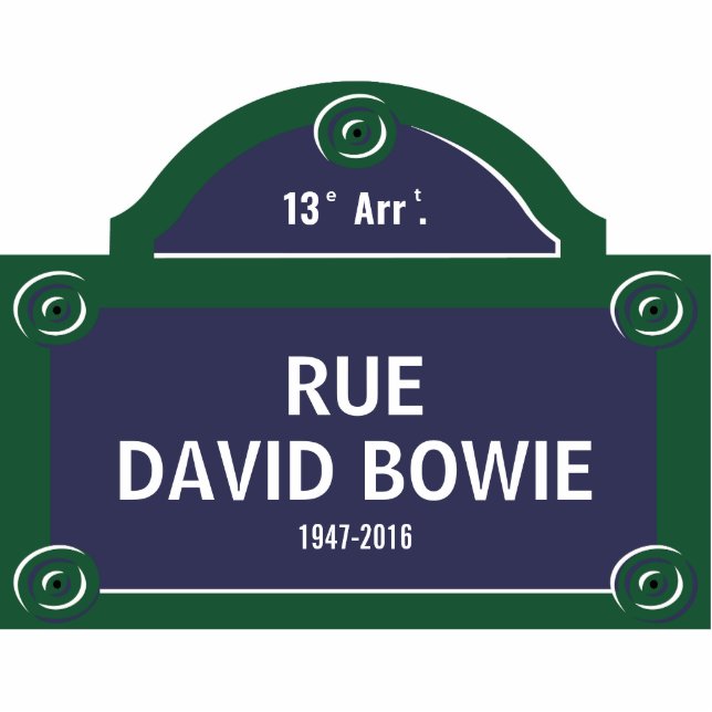 Parisian Rue Bowie Custom Paris Street Sign Photo Sculpture Magnet (Front)