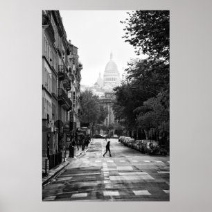 Parisian Street and Sacre Coeur - Poster