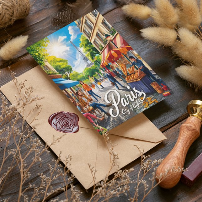 Parisian Street Scene With Eiffel Tower Postcard (Creator Uploaded)