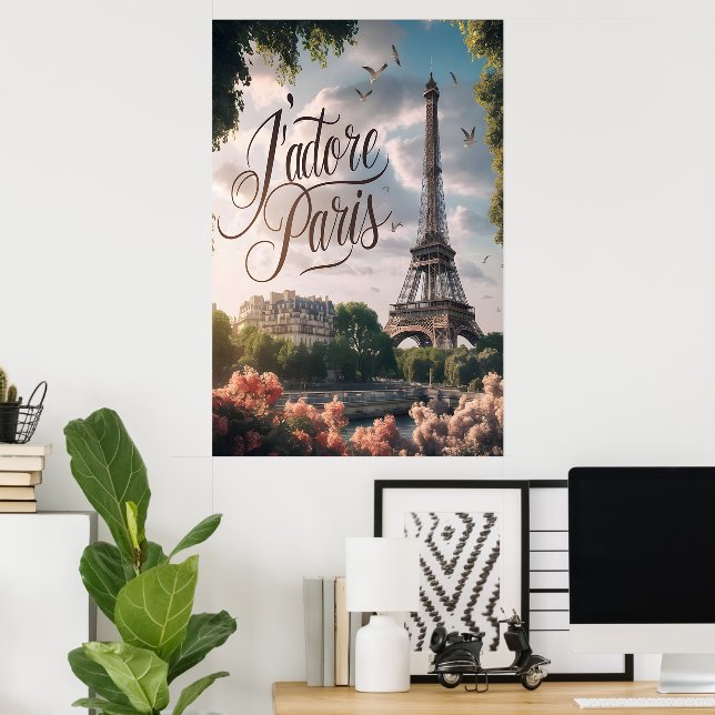 Parisian Sunset With Eiffel Tower Poster (Home Office)
