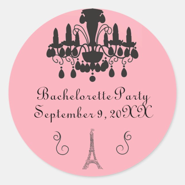 Parisian Themed Bachelorette Party- Circle Sticker (Front)