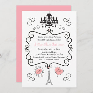 Parisian Themed - Birthday Party Invitation
