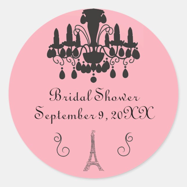 Parisian Themed Bridal Shower - Circle Sticker (Front)