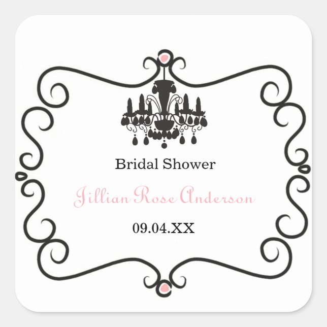 Parisian Themed Bridal Shower - Square Sticker (Front)