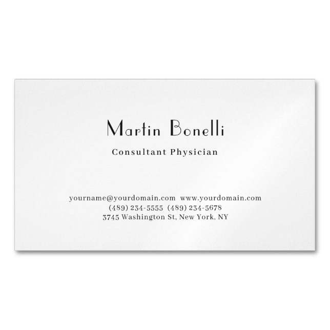 Parisian Trendy Minimalist Consultant Physician Magnetic Business Card (Front)
