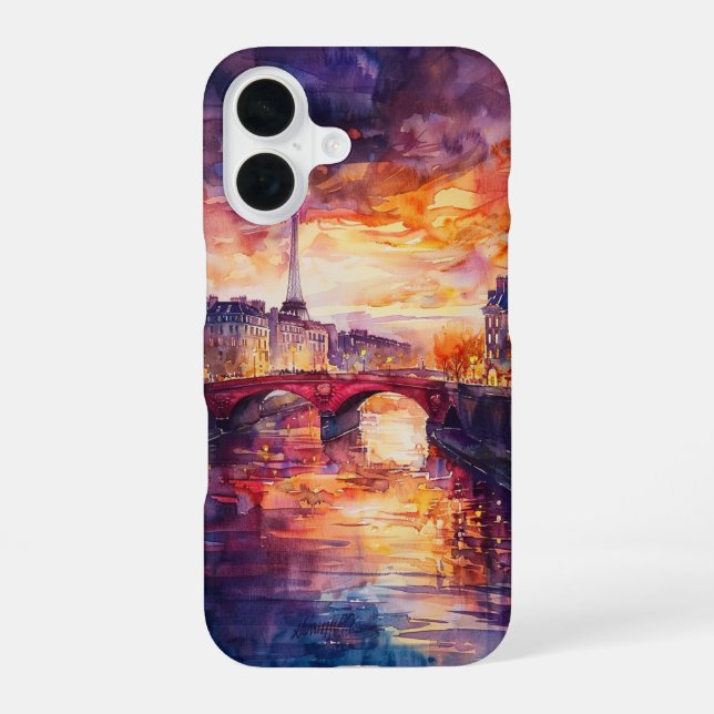 Parisian Twilight Reflections iPhone 16 Case (Back)