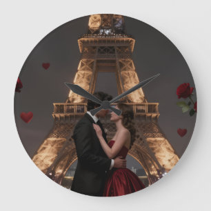 Parisian Valentines Day Large Clock