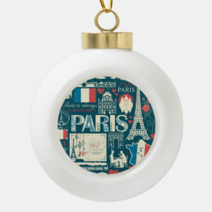 Parisian Vintage: French Republic Elegance Ceramic Ball Christmas Ornament
