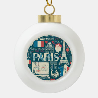 Parisian Vintage: French Republic Elegance Ceramic Ball Christmas Ornament