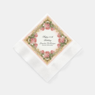 Parisian Vintage Rose Manor House Birthday Party Napkin