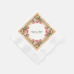 Parisian Vintage Rose Manor House Formal Wedding Napkin