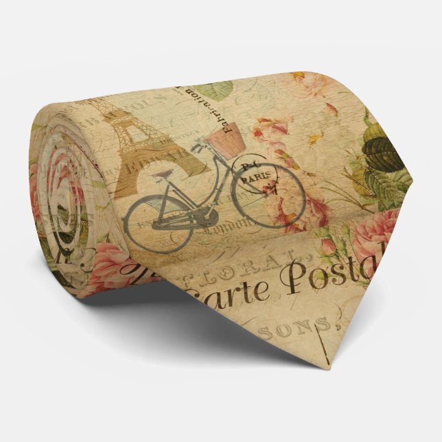 Parisian Vintage With Eiffel  Tie (Rolled)