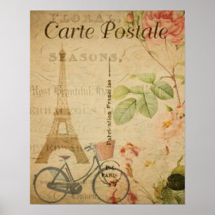 Parisian Vintage With Eiffel Tower Poster