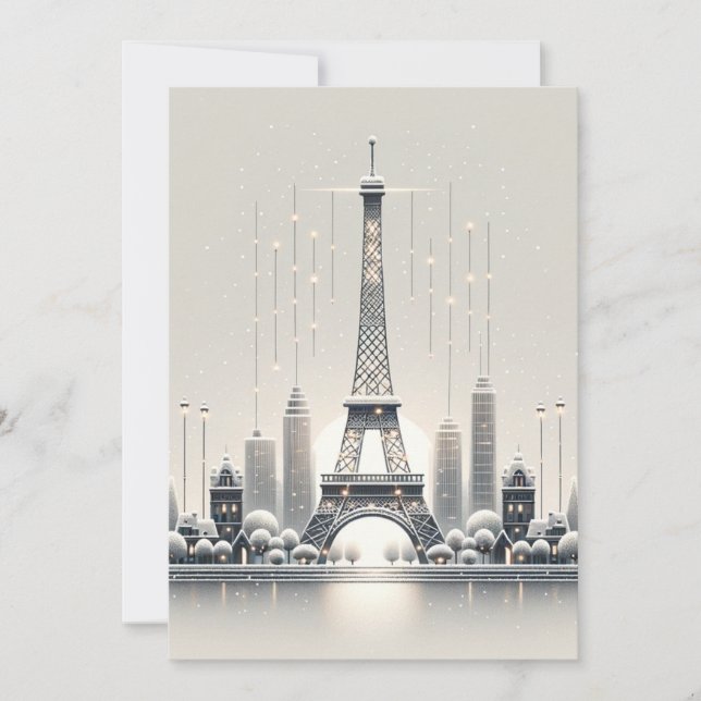 Parisian Winter Elegance - Christmas in the City  Holiday Card (Front)