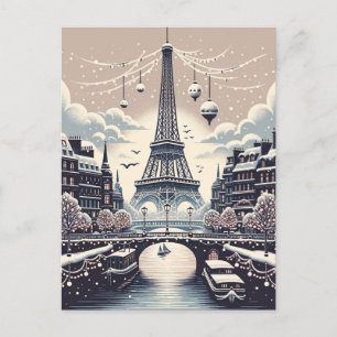 Parisian Winter Elegance - Christmas in the City Holiday Postcard