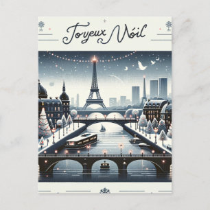 Parisian Winter Elegance, City of lights Holiday Postcard