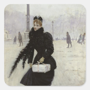 Parisian woman in the Place de la Concorde Square Sticker