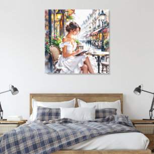 Parisian Women Elegance: Paris Café Street Vibes Canvas Print