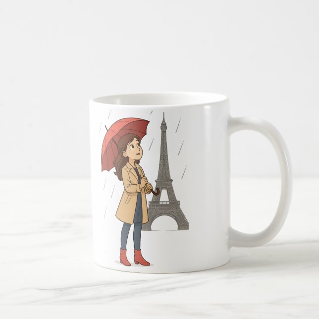 Parisian Wonder" – Dziewczyna z parasolką pod Wież Coffee Mug (Right)