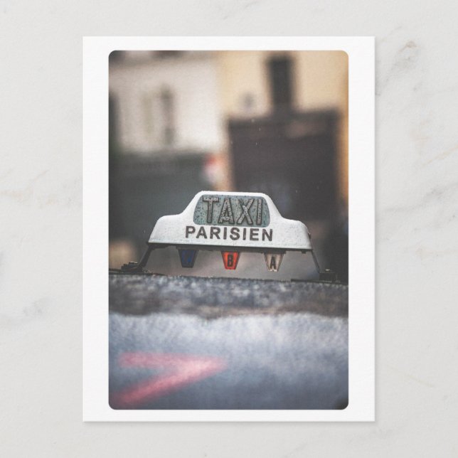Parisien Taxi in the Rain Postcard (Front)